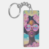 トロピカル美しいインピンクシェード キーホルダー (正面左)