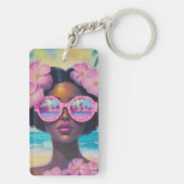 トロピカル美しいインピンクシェード キーホルダー (裏面)