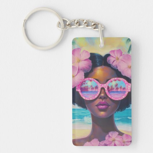 トロピカル美しいインピンクシェード キーホルダー (正面)