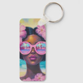 トロピカル美しいインピンクシェード キーホルダー (裏面)