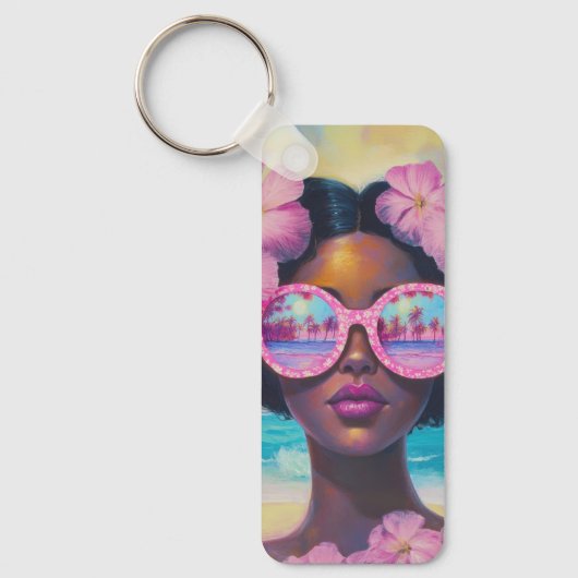 トロピカル美しいインピンクシェード キーホルダー (正面)