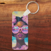 トロピカル美しいインピンクシェード キーホルダー (裏面)