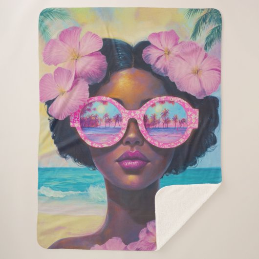 トロピカル美しいインピンクシェード シェルパブランケット (正面)