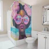 トロピカル美しいインピンクシェード シャワーカーテン (インサイチュ)