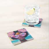 トロピカル美しいインピンクシェード スクエアペーパーコースター (インサイチュ)