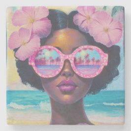 トロピカル美しいインピンクシェード ストーンコースター