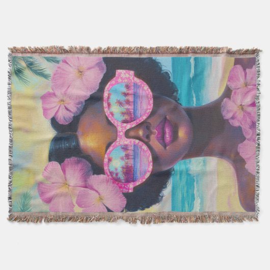 トロピカル美しいインピンクシェード スローブランケット (正面)