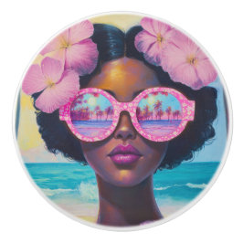 トロピカル美しいインピンクシェード セラミックノブ