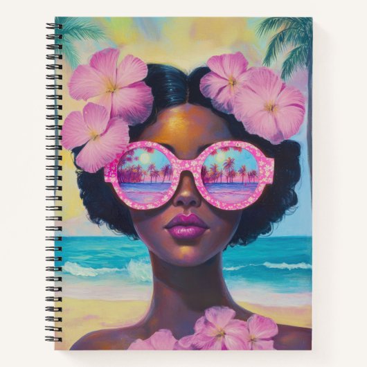 トロピカル美しいインピンクシェード ノートブック (正面)