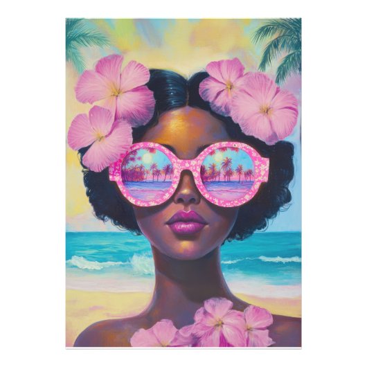 トロピカル美しいインピンクシェード フォトプリント            (正面)