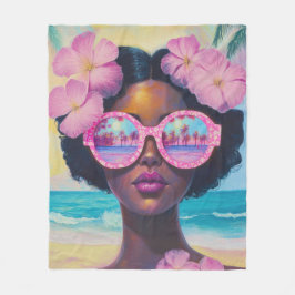 トロピカル美しいインピンクシェード フリースブランケット