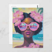 トロピカル美しいインピンクシェード ポストカード (正面/裏面)