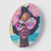 トロピカル美しいインピンクシェード ラージ壁時計 (傾斜)