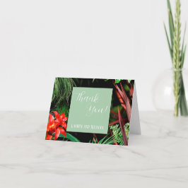 トロピカル自然フローラモダン、カ結婚ラー、 サンキューカード