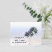 トロピカル航海のビーチ&ヤシの木が日付を保存 案内ポストカード (スタンド正面)