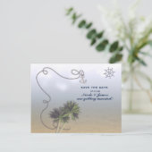 トロピカル航海のビーチ&ヤシの木が日付を保存 案内ポストカード (スタンド正面)