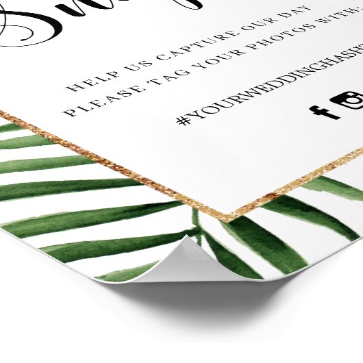 トロピカル葉アーチフレームOhスナップハッシュタグ記号 ポスター (角)