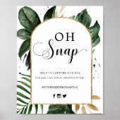 トロピカル葉アーチフレームOhスナップハッシュタグ記号 ポスター (正面)