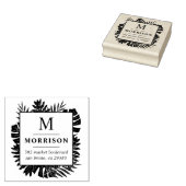 トロピカル葉イニシャルファミリーネーム差出人住所 ラバースタンプ (押印)