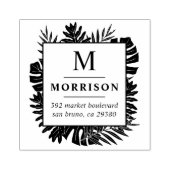 トロピカル葉イニシャルファミリーネーム差出人住所 ラバースタンプ (インプリント)