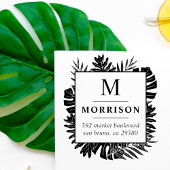 トロピカル葉イニシャルファミリーネーム差出人住所 ラバースタンプ