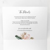 トロピカル葉ウェディングRSVP QRコード詳細写真 三つ折り招待状 (内部最初)