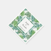 トロピカル葉ウォーカラー新郎新婦結婚の スタンダードカクテルナプキン (角)
