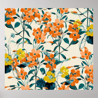 トロピカル葉エキゾチックヴィンテージ：手描き ポスター