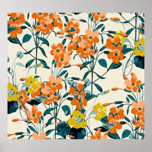 トロピカル葉エキゾチックヴィンテージ:手描き ポスター (正面)