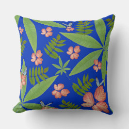 トロピカル葉オンブルー クッション