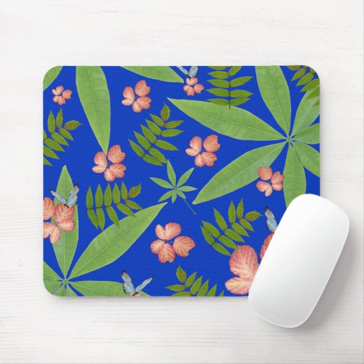 トロピカル葉オンブルー マウスパッド (マウス)