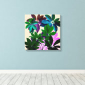 トロピカル葉キャンバスプリント キャンバスプリント (インサイチュ (ウッドフロア))