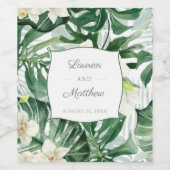 トロピカル葉ジャングルの葉ウェディングシャワー ワインラベル (シングルラベル)