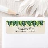 トロピカル葉ジャングングのボタニカル結婚夏 ラベル (インサイチュ)