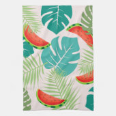 トロピカル葉スイカとスイカ キッチンタオル (縦)