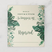 トロピカル葉トレンディー予約結婚席 プレイスカード (外部開封)