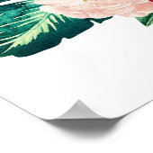 トロピカル葉ハイビスカスフラミンゴスのバナーポスター ポスター (角)