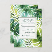 トロピカル葉ハワイアンサマーウェディングRSVP 出欠カード (正面/裏面)