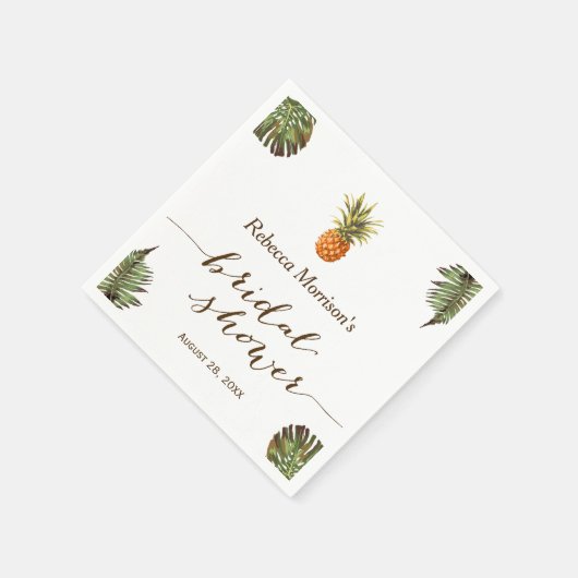 トロピカル葉パインアップルサマーブライダルシャワー スタンダードカクテルナプキン (角)