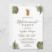 トロピカル葉パインアップル夏季退職パーティー 招待状 (正面)