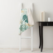 トロピカル葉パターン2 sherpa毛布 シェルパブランケット (インサイチュ)