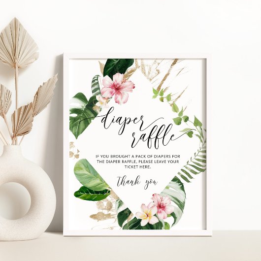 トロピカル葉パームおむつラッフルポスター ポスター