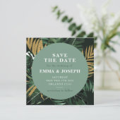 トロピカル葉パームの緑の日付の結婚Iを保存 招待状 (スタンド正面)