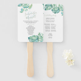 トロピカル葉パームウォーター結婚カラー ハンドファン