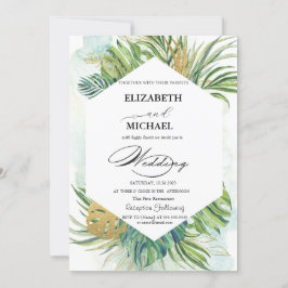 トロピカル葉パームススクリプト結婚の夏 招待状