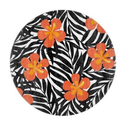 トロピカル葉パームスタイル、ヴィンテージアップリケ。 カッティングボード (正面)