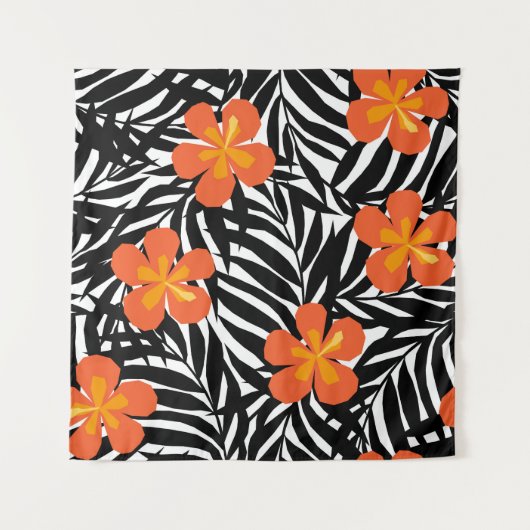 トロピカル葉パームスタイル、ヴィンテージアップリケ。 タペストリー (正面)