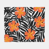 トロピカル葉パームスタイル、ヴィンテージアップリケ。 フリースブランケット (正面(横))