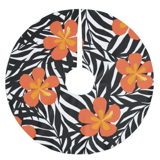 トロピカル葉パームスタイル、ヴィンテージアップリケ。 ブラッシュドポリエステルツリースカート (正面)