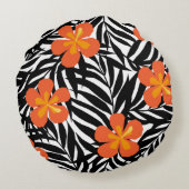 トロピカル葉パームスタイル、ヴィンテージアップリケ。 ラウンドクッション (裏面)